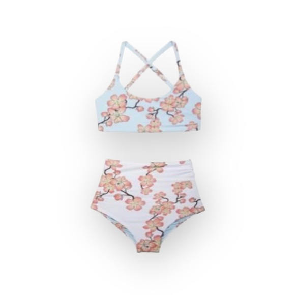new Submarine ❤︎ Highs + Lows Print Bikini Set ❤︎ Cherry Blossom on Baby Blue - Picture 11 of 16